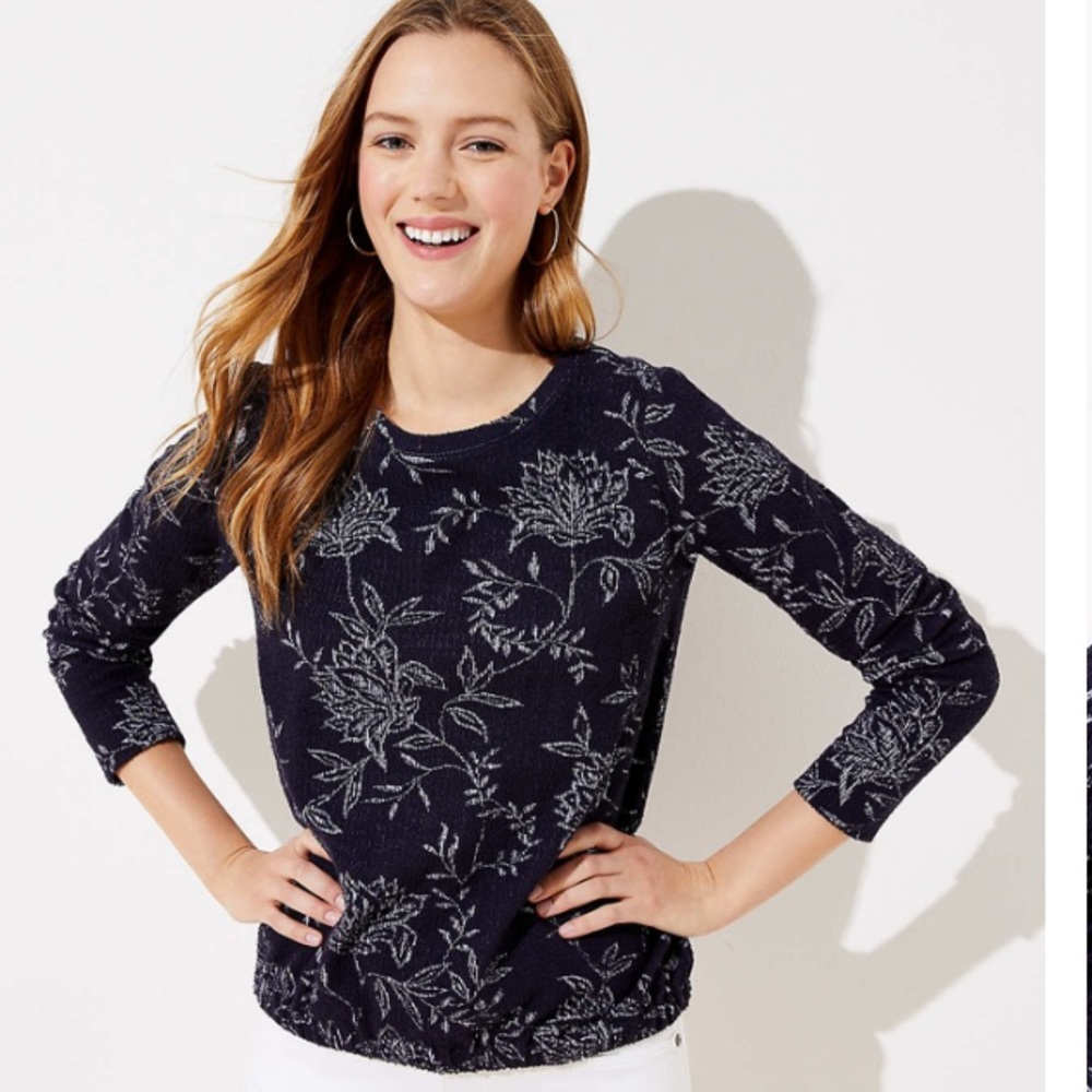 NWT! LOFT Navy Bubble Sweater